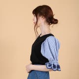 スカラップ刺繍キャンディースリーブ切り替えTシャツ/カットソー | s.i.p | 詳細画像3