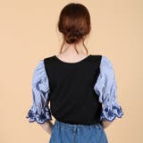 スカラップ刺繍キャンディースリーブ切り替えTシャツ/カットソー | s.i.p | 詳細画像4