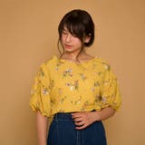 ブーケ柄Vネック裾シャーリング2WAYブラウス/プルオーバー/ブルゾン | s.i.p | 詳細画像7