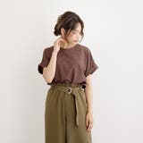 ブラウン | 麻風ポリCBバックねじれトップス/プルオーバー | s.i.p