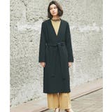 ブラック | ノーカラーファスナー付きサイドスリットロングコート | SMILE ORCHID
