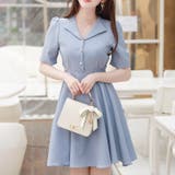 サックス | 【16739】開襟フレアワンピース | SneepDip