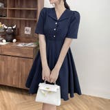 ネイビー | 【16739】開襟フレアワンピース | SneepDip