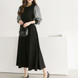 ブラック | 【16799】チェックスリーブロングワンピース | SneepDip