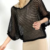 ブラック | 【16944】透かし編みメッシュニット	 | SneepDip