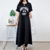 ブラック | 【17123】ロゴロングTシャツワンピース	 | SneepDip