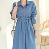 ライトブルー | 【17280】デニムシャツロングワンピース	 | SneepDip