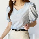 サックス | 【17321】ハートネックパフスリーブT	 | SneepDip