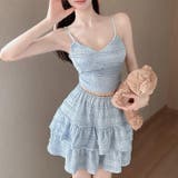 ブルー | 【17325】キャミ＆ティアードスカートSET	 | SneepDip