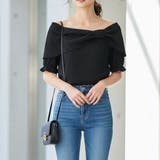 ブラック | 【17335】くしゅくしゅオフショルトップス | SneepDip