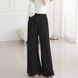 ブラック | 【17355】フレアワイドパンツ	 | SneepDip