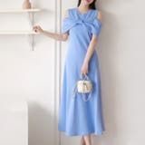 サックス | 【17361】リボンオフショルロングワンピース	 | SneepDip