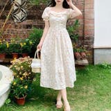 ピンク | 【17366】レースアップフラワーロングワンピース	 | SneepDip