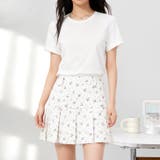 アイボリー | 【17389】フラワープリーツミニスカート	 | SneepDip
