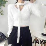 ホワイト | 【17463】ストールシャギーVニット	 | SneepDip