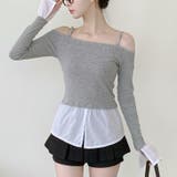 グレー | 【17491】ドッキングシャツデザイントップス | SneepDip