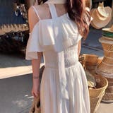 【17500】 シャーリングワンショルロングワンピース	 | SneepDip | 詳細画像2 