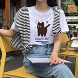 ホワイト | 【17506】キャットプリントTシャツ | SneepDip