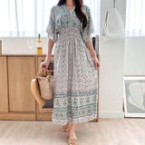 グリーン | 【17510】オリエンタルフラワーワンピース	 | SneepDip