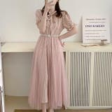 ピンク | 【17511】ふんわりチュールフラワーワンピース	 | SneepDip