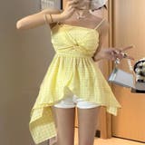 イエロー | 【17520】アンバランスチェックキャミソール	 | SneepDip