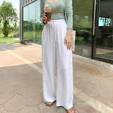 ホワイト | 【17522】リネン風ワイドパンツ	 | SneepDip