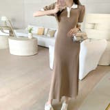 【17524】バイカラーニットポロワンピース	 | SneepDip | 詳細画像2 