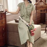 カーキ | 【17525】開襟ブラウス&スカートSET | SneepDip