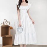 ホワイト | 【17533】フリルショルダーロングワンピース	 | SneepDip