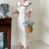 アイボリー | 【17534】セーラーカラーロングワンピース	 | SneepDip