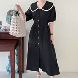 ブラック | 【17534】セーラーカラーロングワンピース	 | SneepDip