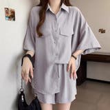 パープル | 【17541】ルーズシャツ＆ショートパンツ	 | SneepDip