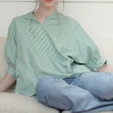 【17549】バルーンスリーブストライプブラウス	 | SneepDip | 詳細画像4 