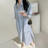 サックス | 【17560】ストライプシャツワンピース	 | SneepDip