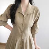 ベージュ | 【17562】開襟レトロワンピース	 | SneepDip