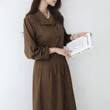 ブラウン | 【17562】開襟レトロワンピース	 | SneepDip
