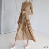 ベージュ | 【17565】とろみプリーツワンピース	 | SneepDip
