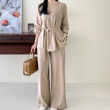 ベージュ | 【17567】長袖ブラウス&パンツSET | SneepDip