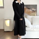 ブラック | 【17568】バイカラーポロシャツワンピース	 | SneepDip