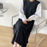 ブラック | 【17575】配色スリーブワンピース	 | SneepDip