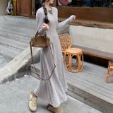 ベージュ | 【17576】ふんわり柔らかリブワンピース	 | SneepDip