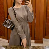 ベージュ | 【17579】バックボタンきれいめワンピース	 | SneepDip