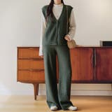 カーキ | 【17594】ニットベスト＆パンツSET	 | SneepDip