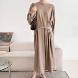ベージュ | 【17606】ニュアンスベルトワンピース	 | SneepDip