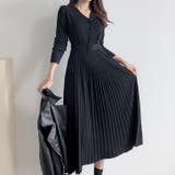 ブラック | 【17618】プリーツニットワンピース	 | SneepDip