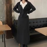 ブラック | 【17631】ドッキングニットデザインカーデ&スカート | SneepDip