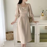 ベージュ | 【17634】バックリボンきれいめワンピース	 | SneepDip