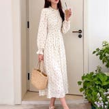 アイボリー | 【17635】シャーリングフラワーワンピース	 | SneepDip