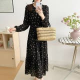 ブラック | 【17637】レトロフラワーワンピース | SneepDip