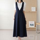 ネイビー | 【17639】Vネックジャンパースカート	 | SneepDip